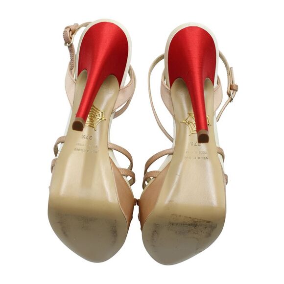 Charlotte Olympia Forever Heart Platform Sandals in Peach Satin